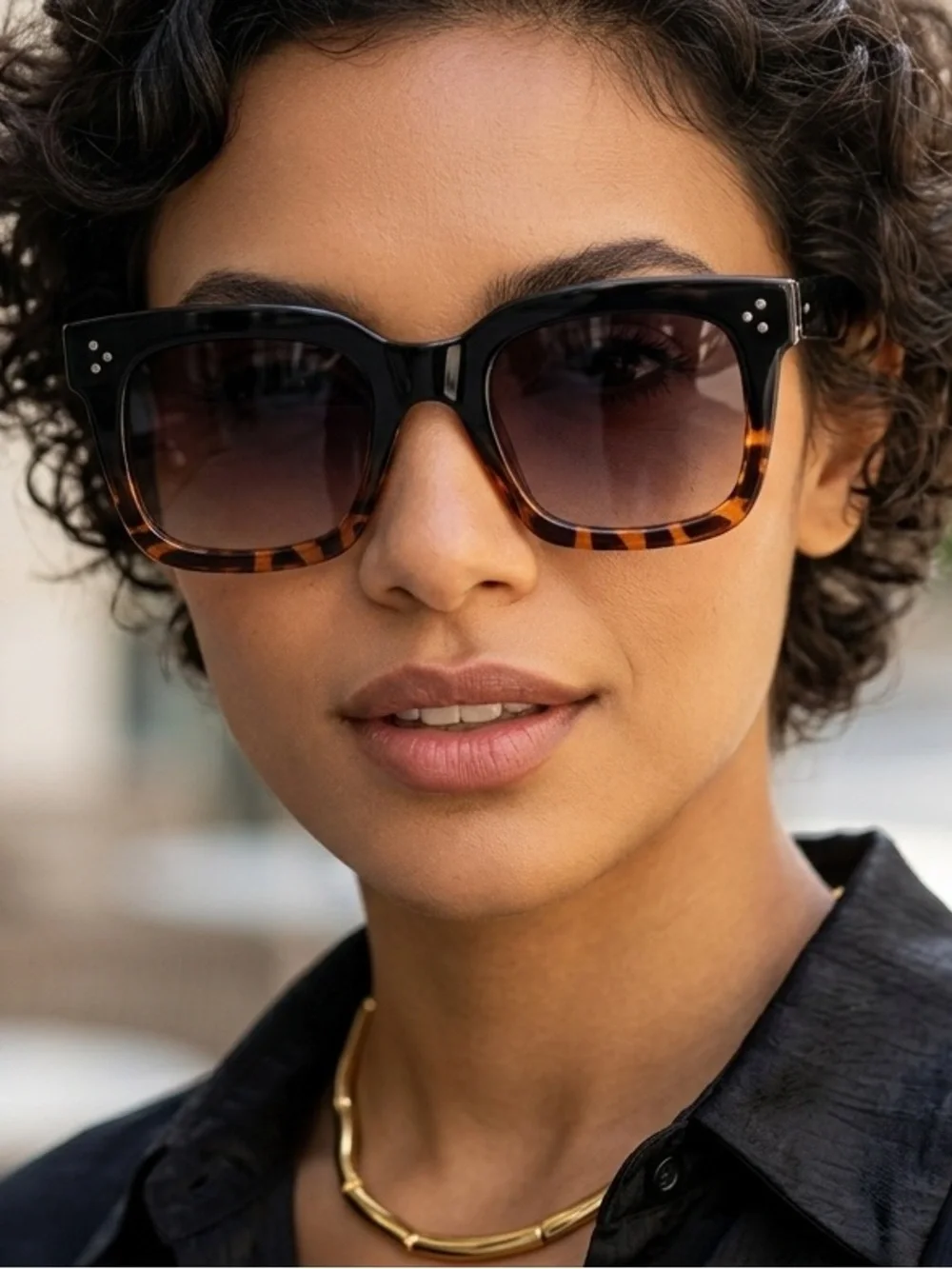 Square Gradient Tortoiseshell Sunglasses